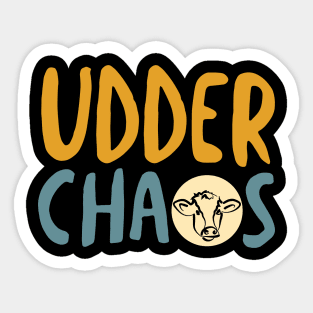 Funny Cow Pun Udder Chaos Sticker